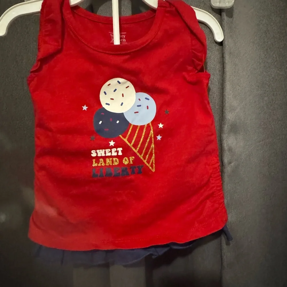 Sweet Land of Liberty Red Kids Tank Top and shorts set size 2T - Picture 2 of 7